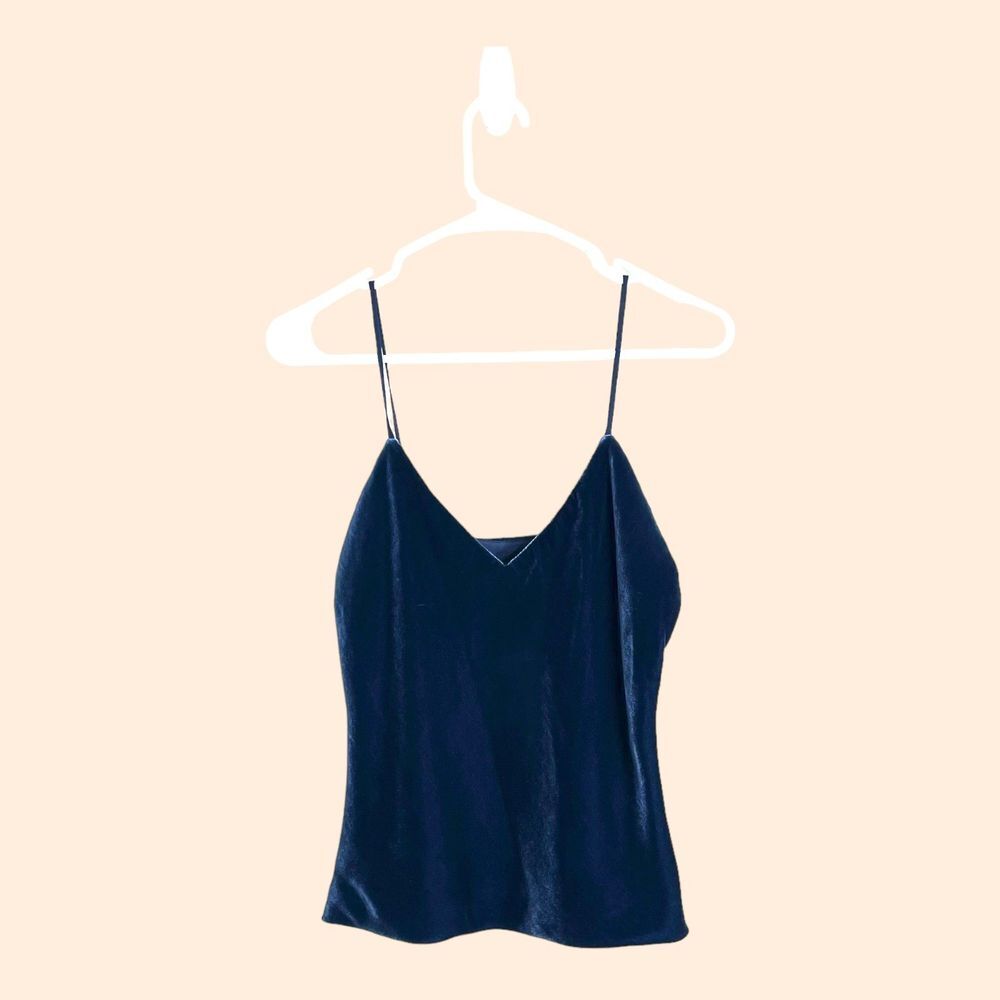 Intermix Navy Blue Velvet Tank Top
